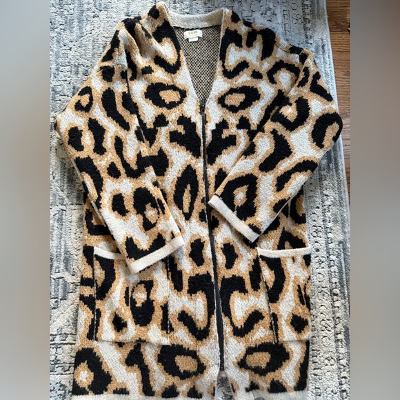 Anthropologie Maeve Menagerie Leopard Cardigan size L - Picture 2 of 3